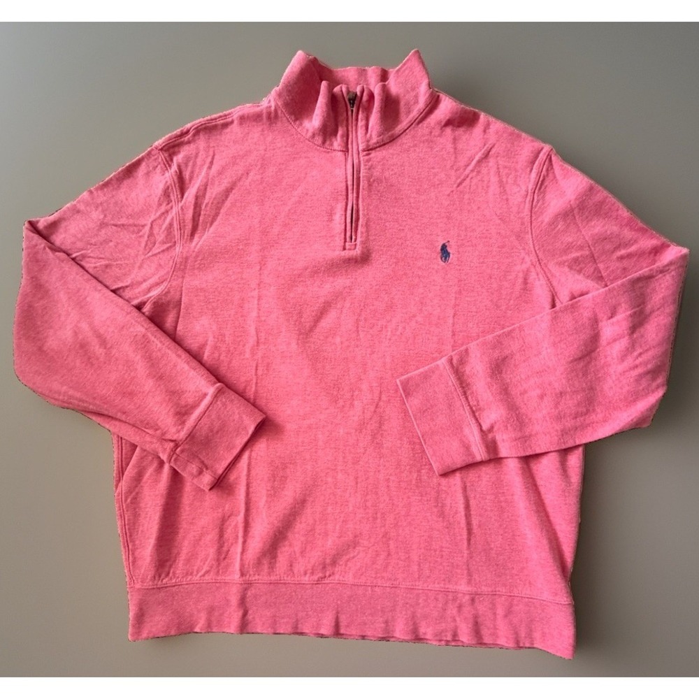Polo Ralph Lauren Quarter Zip Pullover Shirt Pink Embroidered Pony Logo XL JBHS